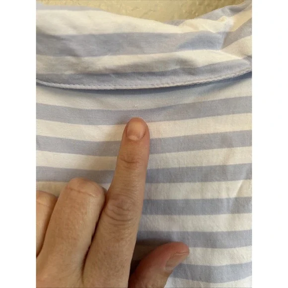 Womens Top JANE AND DELANCEY blue white striped rayon collared cap slv tunic 2X - Picture 6 of 7